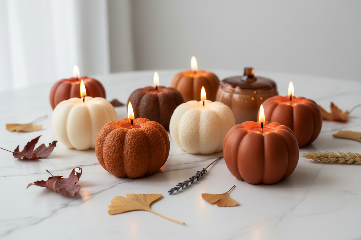 BGcandles Herbst-Banner mit Kürbiskerzen