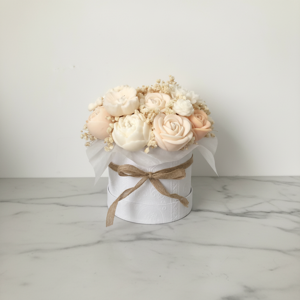 Blumenarrangement auf Marmortisch